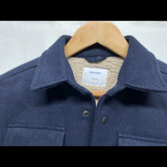 Old Navy Snap Wool Peacoat Shirt Jacket Navy Blue Sz L(10-12) - Picture 4 of 11